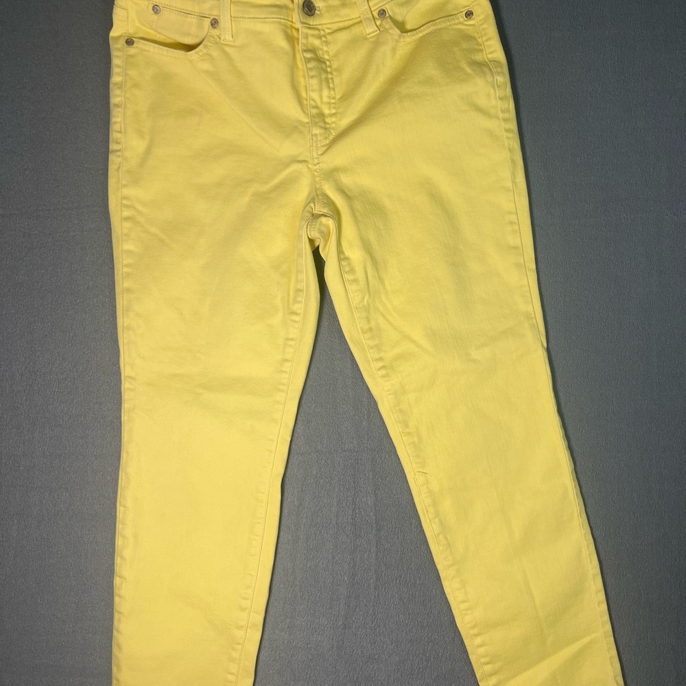 Talbots Petite 8P Sunny Yellow Slim Ankle Jeans Stretch Mid Rise